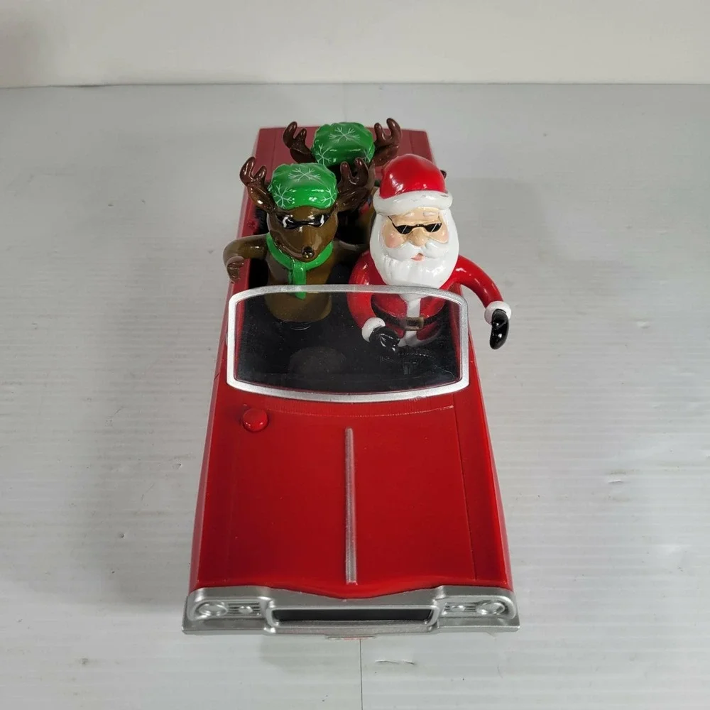 GEMMY Christmas Low‎ Rider Red Impala Car w/ Santa & 2 Reindeer Animated Musical